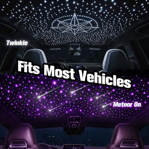 Image of CHINLY 2 in1 Meteor Twinkle 496pcs 9.8ft(0.03in+0.04in+0.06in) Fiber Optic Lights Star Headliner Kit+ Shooting Stars Light Kit, Music Mode APP Control Remote, RGBW Star Lights for Star Headliner