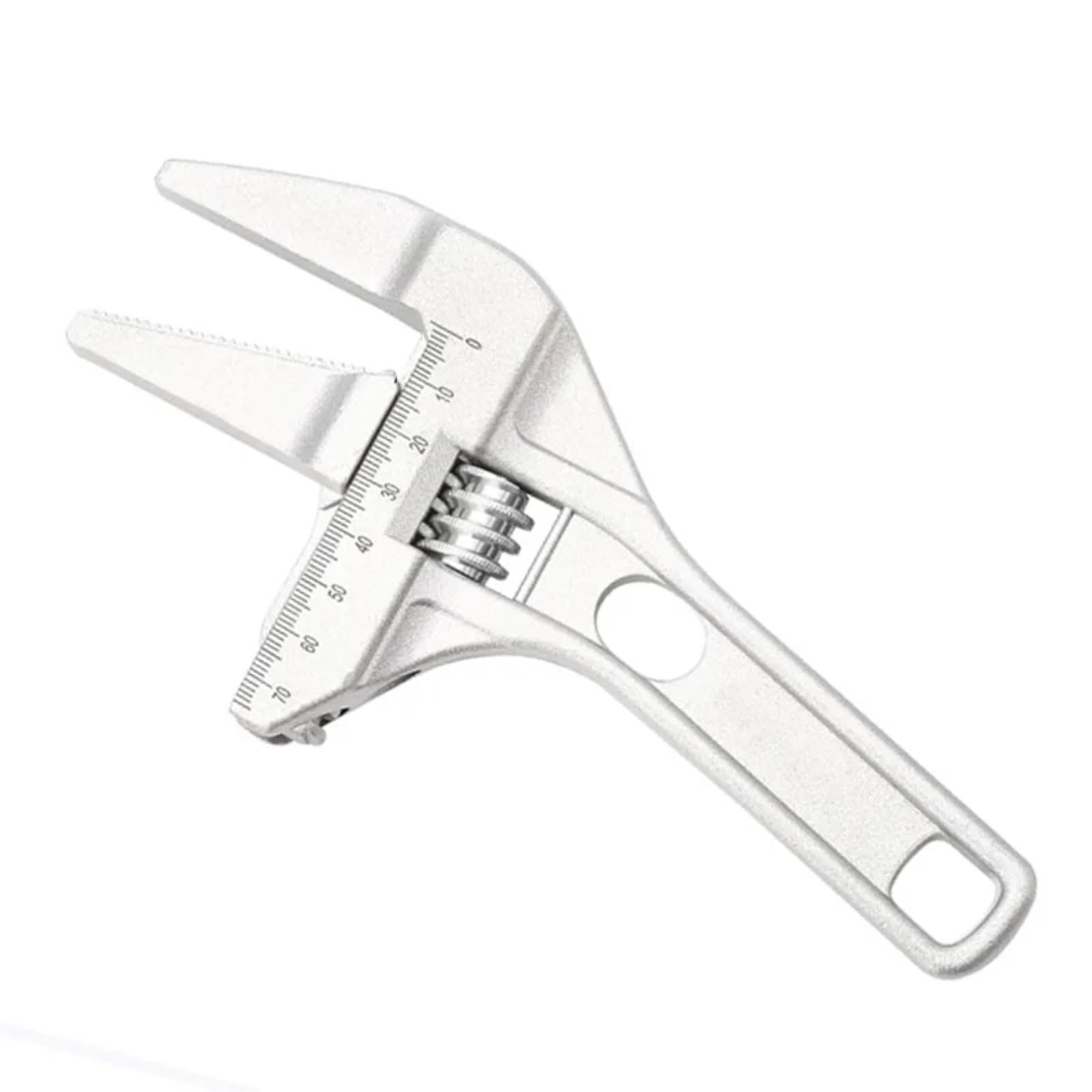 Lajhdcg Oblique Mouth Sliver Adjustable Wrench Aluminium Alloy Wide Jaw 6-68Mm Wrench Universal Spanner Repair Tool For Water Pipe Screw Bathroom(Oblique Mouth Sliver)