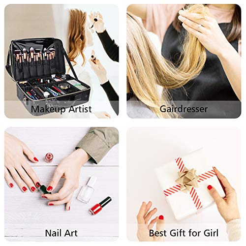 Monstina Large Makeup Travel Case Bag,Professional Makeup Artist Train Case With Brush Organizer,Large Capacity Marble Cosmetic Bag With Zipper Pocket And Adjustable Compartment For Palette Beauty #TOP6