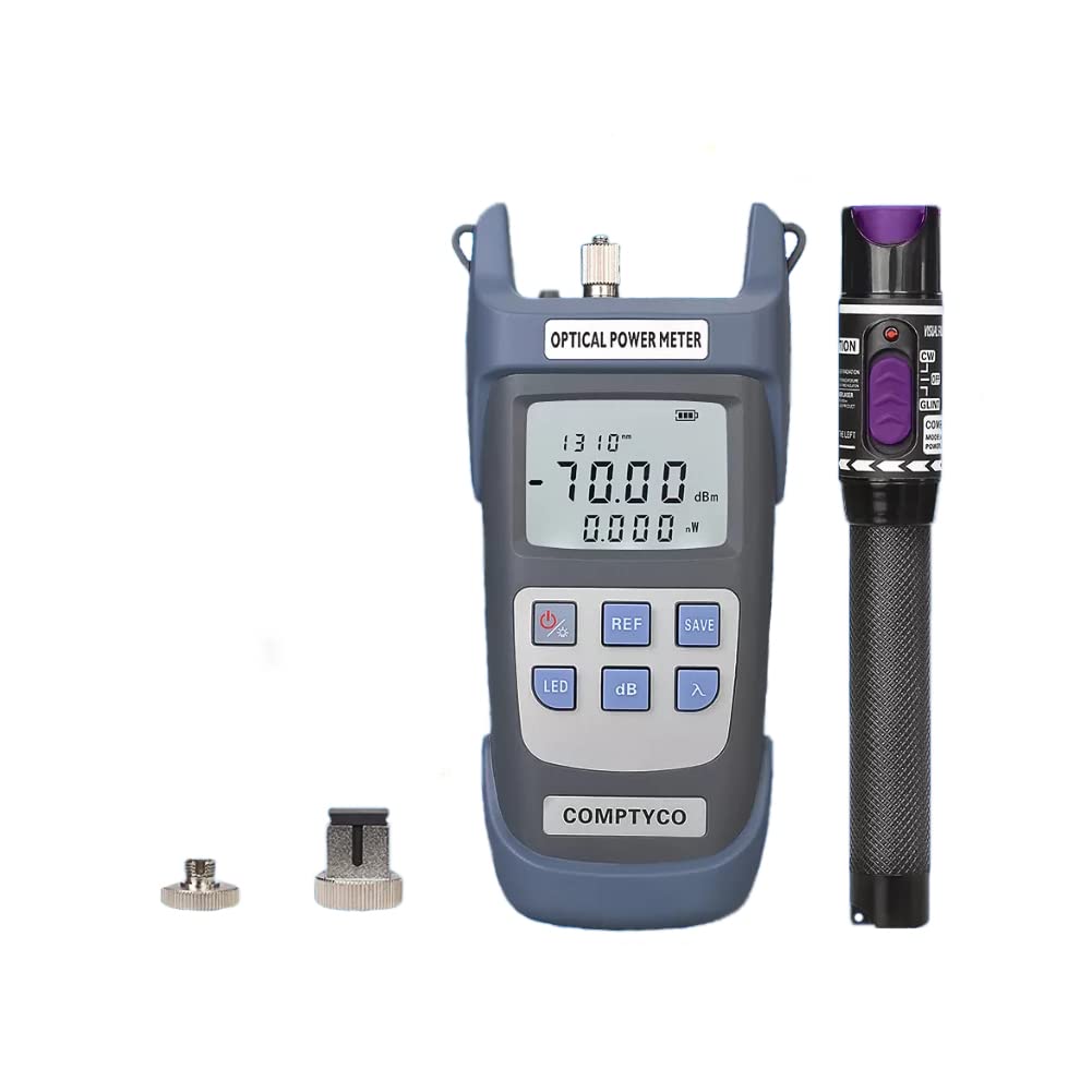 2-in-1 FTTH Glasfaser Tool Kit Glasfaser-Leistungsmesser-70 +10 dBm und 30 mW Visual Fault Locator Glasfaser-Teststift, Visuelle Fehlersuche 30KM (Blau+Lila)