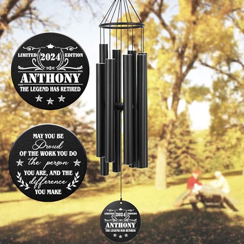 Image of Personalized Retirement Wind Chimes for Outside, 36 inch Happy Retirement Gift for Women, Men, Coworker, Colleague, Boss, Teacher, Nurse, Friend, Going Away Garden Patio Decor