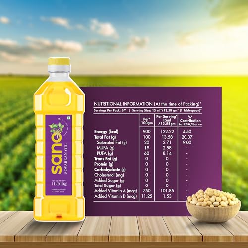 Image of Sano Soyabean Oil 1 Ltr Pet Bottle - Pure, Natural, Nutrient-Rich Cooking Oil | Ideal for Healthy Delights in Cooking, Frying, and Baking | Perfect for Indian and International Cuisines