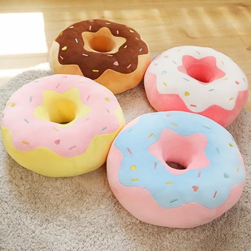 AQCQDQ Donut Plüschtier, Donut Plüschkissen, Süßes Rundes Dekokissen für Sofa, Bett, Stuhl, Wohnzimmer, Schlafzimmer (38cm, Braun)