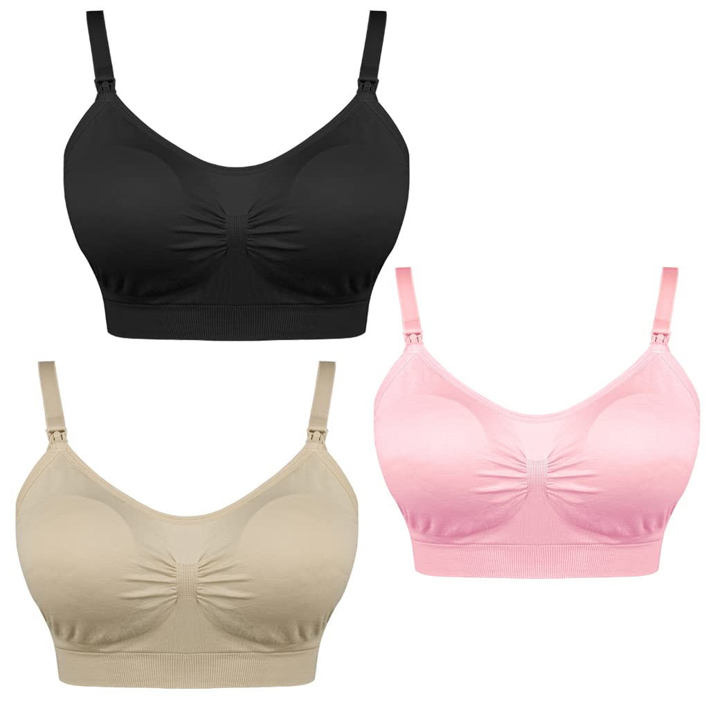 COLOMI 3 Pezzi Reggiseno per Allattamento Reggiseno per Allattamento Senza Ferretto per Allattamento e Dormire Senza Ferretto per Donna