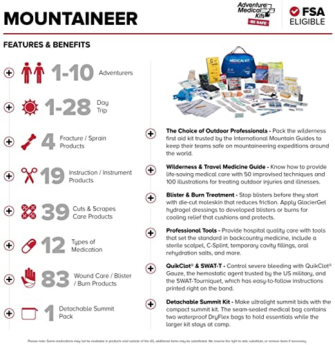 Adventure Medical Kits Mountain Series Mountaineer First Aid Kit - 218 Pieces #TOP6