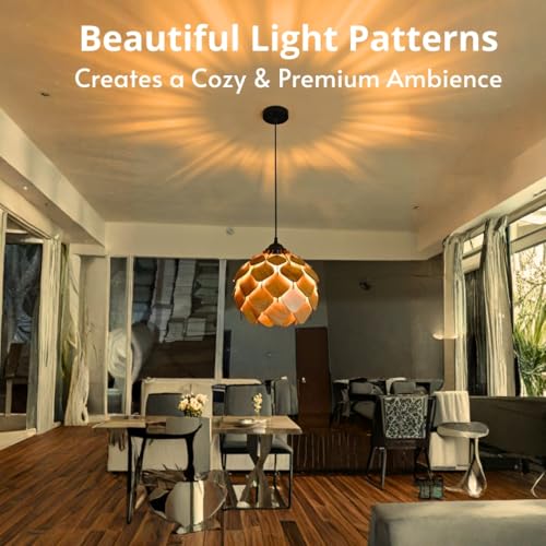 Image of Wood Pinecone Pendant lamp, Wooden Ceiling lamp, Wooden Hanging lamp handicrafted Home decore Chandelier Light (Lotus 2S)