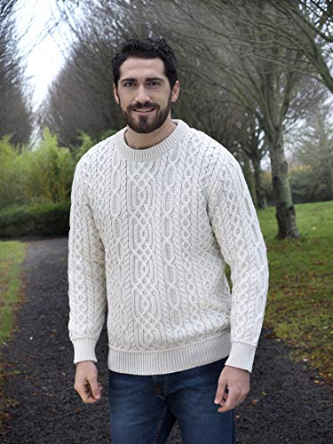 Aran Crafts Men's Cable Knitted Crew Neck Sweater (100% Super Soft Merino Wool)2