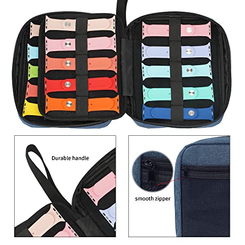 Image of PACMAXI 20 Watch Bands Storage Carrying Case Compatible with Watches,Expandable Watch Band Holder Stores 20 Watch Bands Fit for Most Sizes of Watch Straps,Organizer for Watch Bands, Bag Only (Blue)