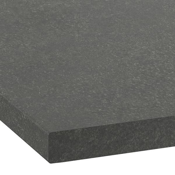 SÄLJAN Piano di lavoro su misura, effetto pietra/laminato grigio scuro, 30-45x3,8 cm