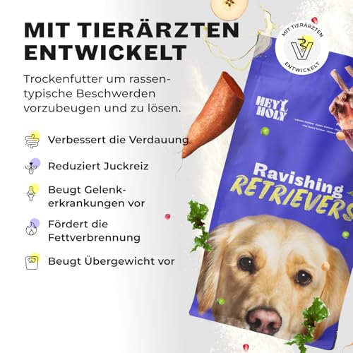 HEY HOLY Premium Trockenfutter für Retriever 100% getreidefrei | 7kg hypoallergenes Hundefutter für ausgewachsene Retriever mit Lamm | Hochverträglich aus natürlichen Zutaten