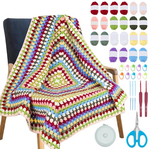 Kit couverture au crochet WEBEEDY en fil doux haut de gamme avec accessoires et leçons vidéo