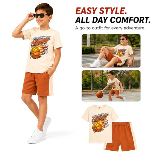Image of Pro Athlete Active Boys Short Sets - 2 Piece Performance Crewneck Short Sleeve T-Shirt and Shorts Boys Athletic Sets (8-16)