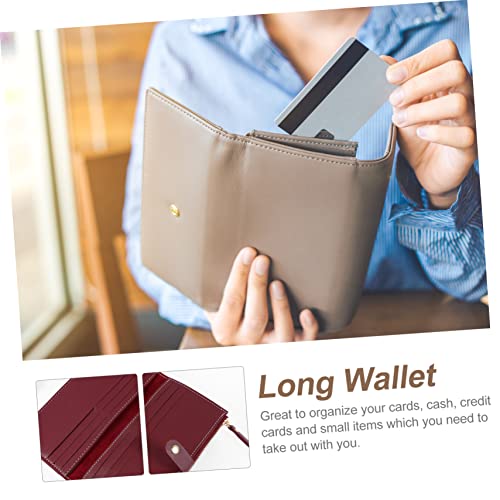 KESYOO 1pc Multifunctional Wallet for Women Multi-card Holder Purse Wine for Daily Use Easy Open and Close for Storing Cards and Receipts4