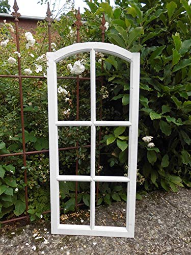 Großes Fenster Sprossenfenster Dekorahmen abgerundet Holz weiss 112 cm