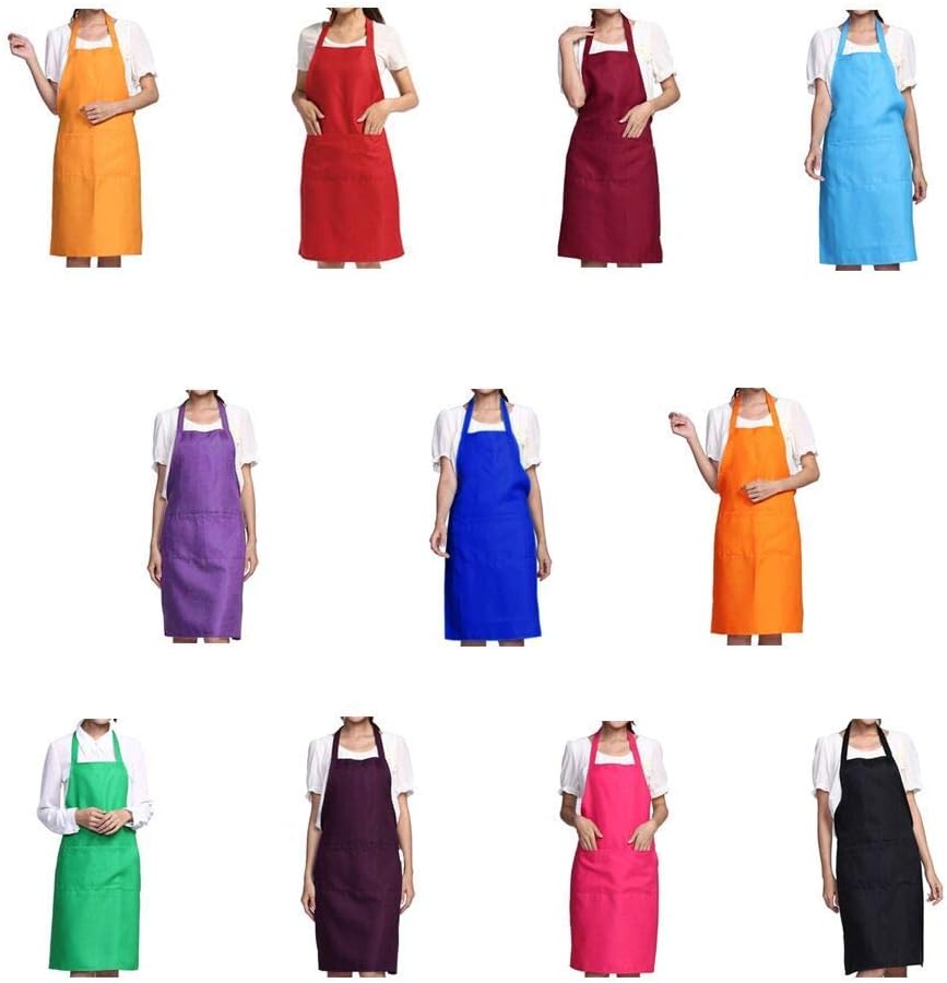 Abizoe Total 11 PCS Plain Color Bib Apron Adult Women Unisex Durable Comfortable with Front Pocket Washable For Cooking Baking Kitchen Restaurant crafting …