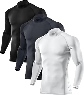 2 or 3 Pack Men's Thermal Long Sleeve Compression Shirts, Turtle/Mock Winter Sports Base Layer, Active Running Shirt