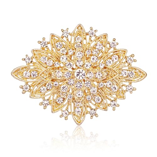 HAISWET Vintage Wedding Bridal Art Deco Clear Crystal Rhinestone Brooch