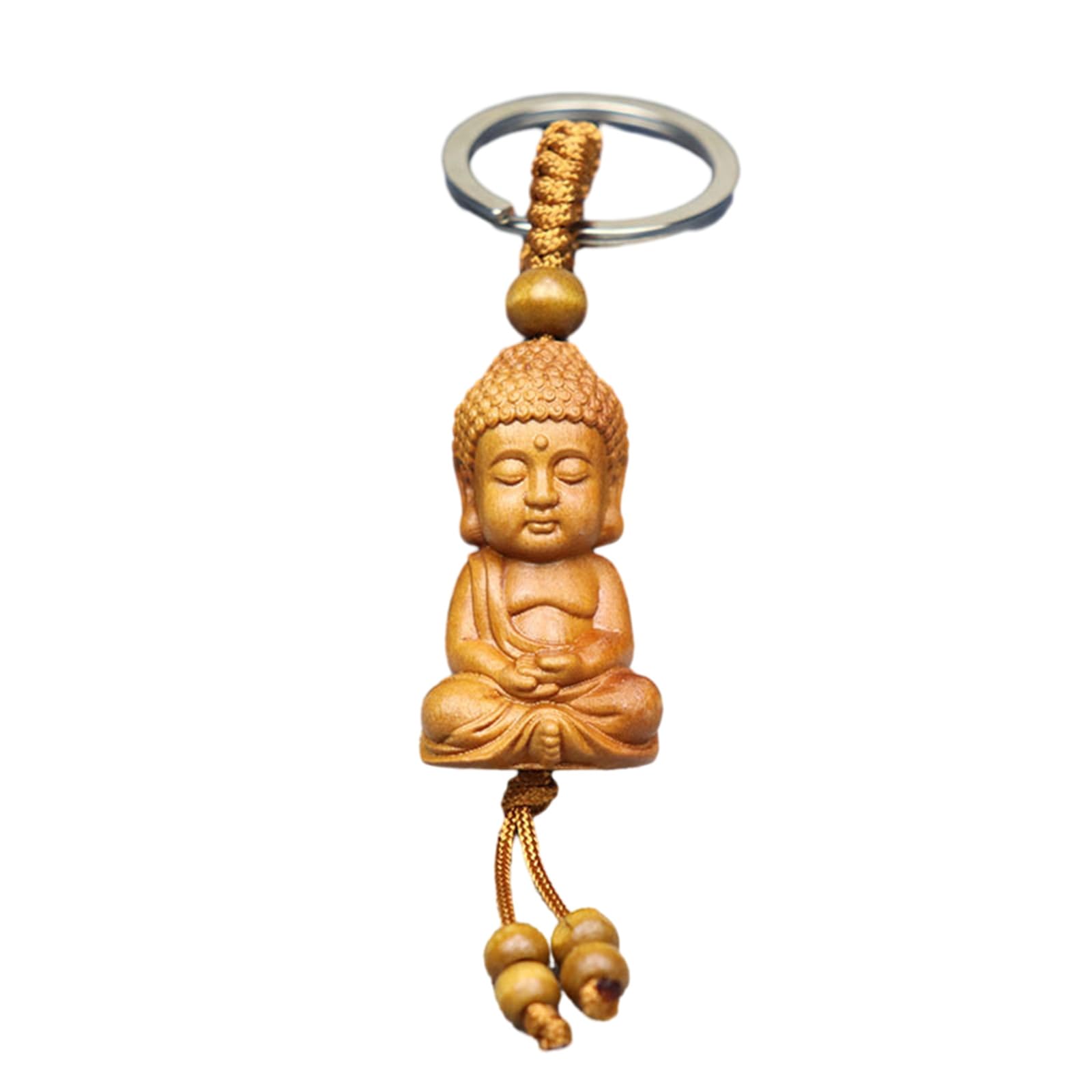 Xjdzineq Fengs Shui Peach Wood Buddhas Pendant Keychain Chain Buddhas Statue Long Lasting Symbolizes Auspiciousness Unique Keychain