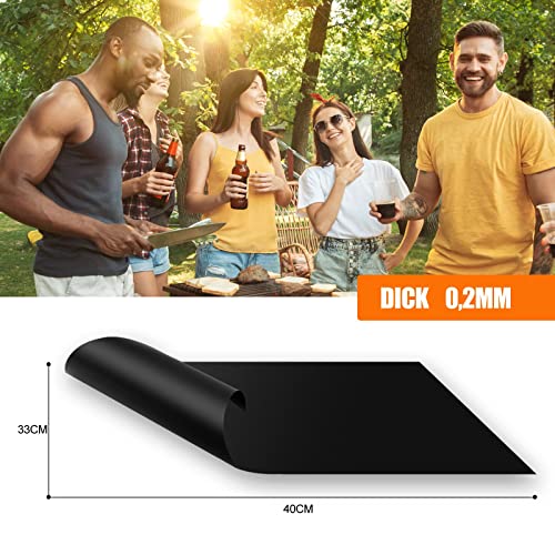 DIKER BBQ Grillmatte, Antihaft Grillmatten, 3er Set 40x33cm BBQ Grillmatte, Backmatte für Holzkohle & Backen, Wiederverwendbar PFOA-Frei-Toll über Kohle, grillmatte für gasgrill und Weber Style Grills