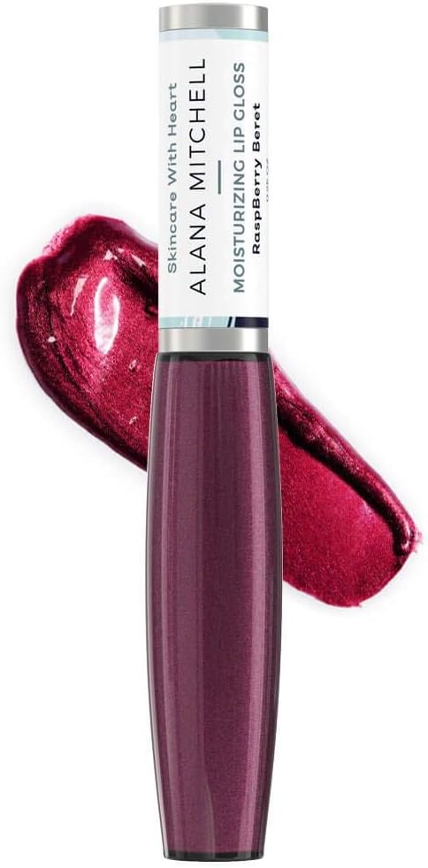 Alana MitchellMoisturizing Lip Gloss – Tinted Lip Gloss for Healthy, Soft Lips – Lip Plumper Gloss w/Jojoba Oil & Vitamin E – Lip Makeup for a Youthful, Plump Look (Raspberry Beret)