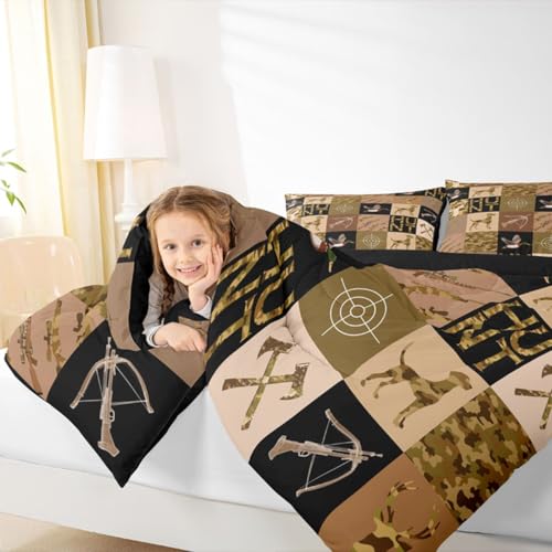 Image of Feelyou Mallard Duck Hunter Comforter Set Queen Size for Boys Teens Kids,Camouflage Deer Duck Hunt Theme Bedding Sets Hunting Camo Quilt Men Retro Room Decor
