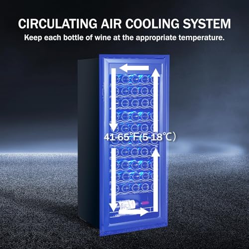 55-Bottle Beverage Refrigerator Countertop Wine Cooler with Glass Door, Adjustable Shelves & Digital Temperature Display, 41-64℉, Mini Fridge for Wine, Beer, Soda, Drinks for Home, Office
