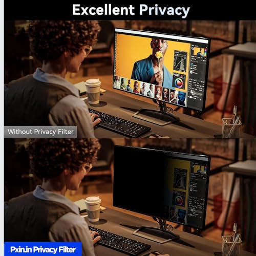 Image of PxIn 19 Inch (16:9) Monitor Eye Comfort Shield with Adv Privacy | Anti-Glare | No UV | Anti Blue | Monitor Privacy Filter