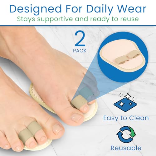 Image of VIVEsole Budin Splint Toe Straightener (Pair) - Hammer Toe Corrector for Women, Men - Crooked Toe, Joint Realign Cushion Brace for Claw, Curled Toes - Metatarsal Support Loop Guard Alignment Wrap
