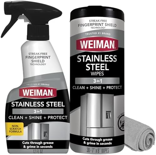 Weiman Stainless Steel Cleaner Kit - Removes Fingerprints, Residu...