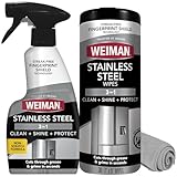 Weiman Stainless Steel Cleaner Kit - Fingerprint Resistant, Removes Residue, Water Marks and Grease from Appliances - Works Great on Refrigerators, Dishwashers, Ovens, and Grills