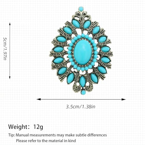 Image of Turquoise West Cowboy Oval Tear Drop Brooch Pin for Women Retro Brooches Pins Classic Fashion Jewelry Accessories Gift