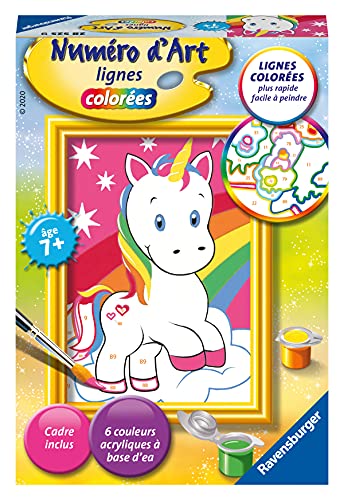 Ravensburger – Numéro d’Art mini format – Adorable licorne – Loisir créatif – Kit de peinture par numéros – Activité détente et créative – Dès 7 ans – 28525 – Version française