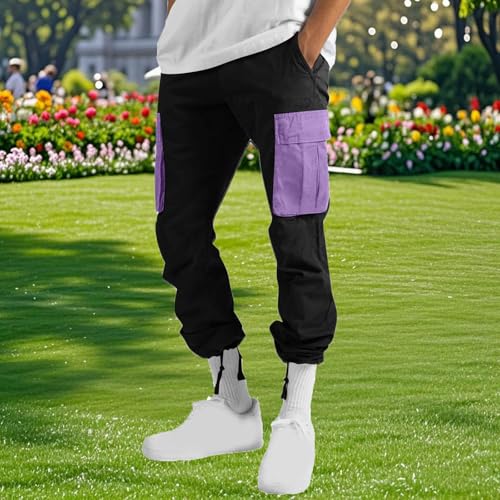 Mens Casual Pants Relaxed Fit Cotton Cargo Pants Hiking Workout Athletic Casual 2025 Sweatpants for Men Multic-Pocket4