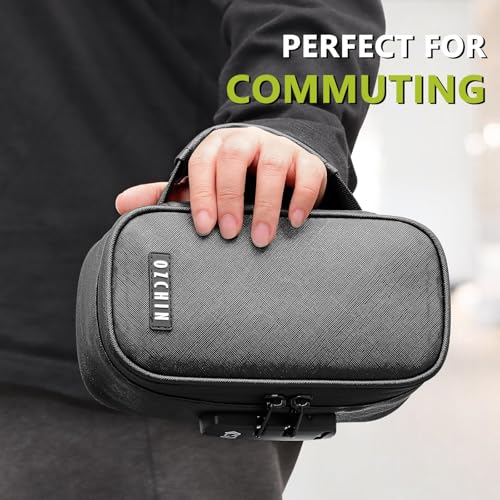 Image of OZCHIN Smell Proof Bag with Combination Lock File Organizer Case Container Medicine Lock Box Odorless Storage Bag Great Gift for Friend (Black, S)