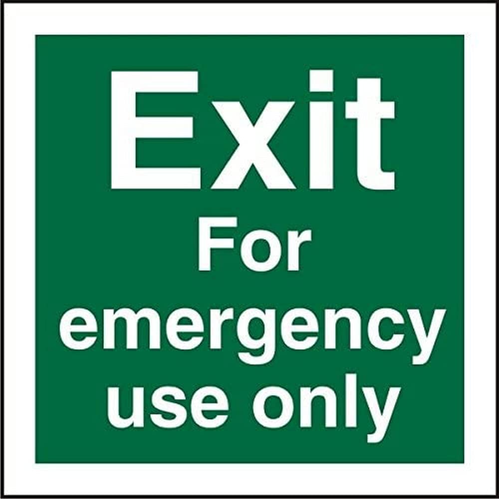Seco Exit for Emergency Use Only Sign, 100mm x 100mm - 1mm Semi Rigid Plastic