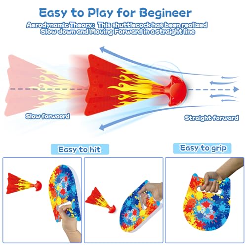 YongnKids Foam Paddle Balls Game Outdoor Toys for Kids Beach Toys Pool Toys Yard Camping Games for 3 4 5 6 7 8+ Year Old Boys Girls Gifts- Cool Best Sport Toys Colorful Shuttlecocks & Rackets - Thumbnail 2