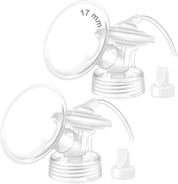 Maymom Pièces de pompe compatibles avec Lansinoh Breastpompe,Flange, Wide-Mouth Connector,Valve, Tubing et Backflow Protecteur, pas d'origine Lansinah Accessoires. (Flanges 17mm Classique)