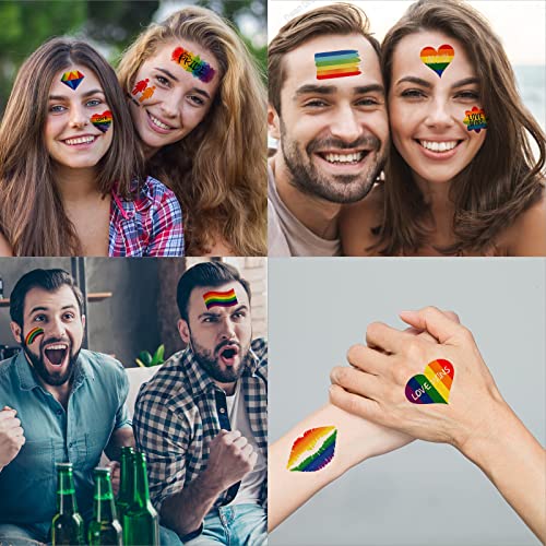 Zeecdatoo 20 Sheets 130+ Pcs Pride Temporary Tattoos, Gay Pride Tattoos, Lgbt Rainbow Temporary Tattoos, Waterproof Rainbow Flag Tattoo Stickers For Pride Equality Parades Party #TOP1