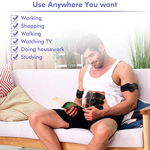 EMS Abdominal Muscle Cordless Abs Muscle Trainer Smart AB Toning Abs Training Home Office Smart EMS Body Abdomen Equipment for Women Men Hip Leg Arm Waist - Thumbnail 3