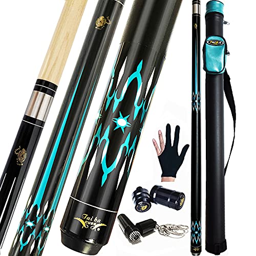 Tai ba cues 2-teiliger Poolqueue-Stick + Hartschalenkoffer Cover
