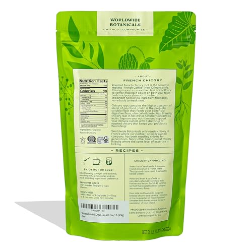 Worldwide Botanicals TEST 4216 Organic French Chicory Root - Brew Like Coffee, Blend Roasted Chicory Root With Coffee, Coffee Alternative, Acid Free, Caffeine Free, Kosher thumb #1