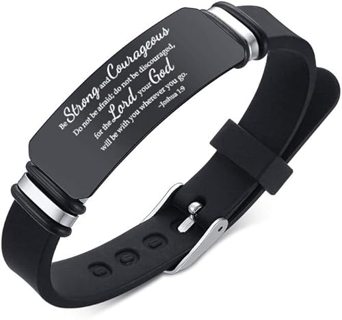 VNOX Pulsera de silicona personalizada con cita bíblica religiosa inspiradora, ajustable, motivacional, motivacional, para hombres, niños e hijo