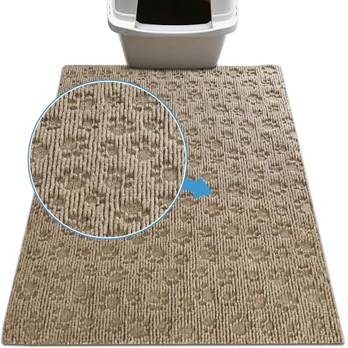 Drymate Cat Litter Box Mat, Litter Trapping Mat, Waterproof, Urine-Proof, Absorbent, Machine Washable, Soft on Paws, Contains Mess, Protects Floors, Kitten Supplies, Tan, 29x36 XL