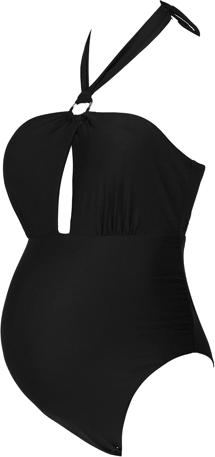 Hansber Women's 1Pc Maternity Bikini Swimwear Solid Flouncing Quick Dry Bathing Suit Tankini Sets