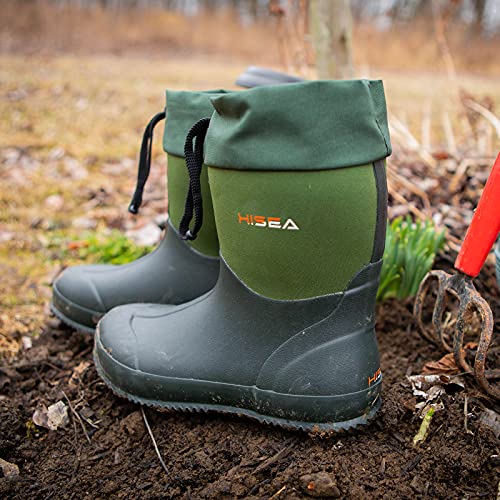 Hisea Men's Ankle Rain Boots Waterproof Garden Boots Rubber Boots Outdoor Work Boots #TOP5