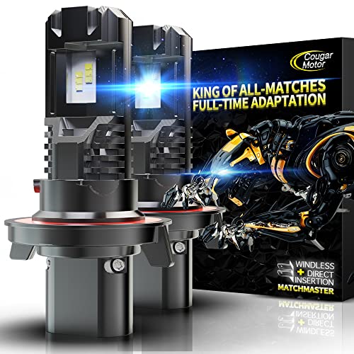 Cougar Motor H13 LED Bulb, 10000LM Noiseless 9008 6500K Cool White All-in-One Conversion Kit Direct Installation, Halogen Replacement