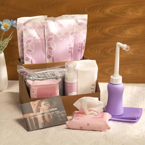 PurComfy Postpartum Essentials Recovery Kit, Includes Disposable Underwear, Perineal Healing Pad Liners, Perineal Healing Foam, Instant Ice Pads, Upside Down Peri Bottle and Postpartum Pads - 18 Pcs - Thumbnail 6