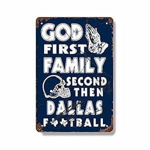 Vintage Sports Poster Metal Football Tin Sign 8x12in(20x30cm)-American Football God First Family Second Then Football-Retro Poster for Football Fans Gift,bar, Cafe, Restaurant Wall Decor art-DC03