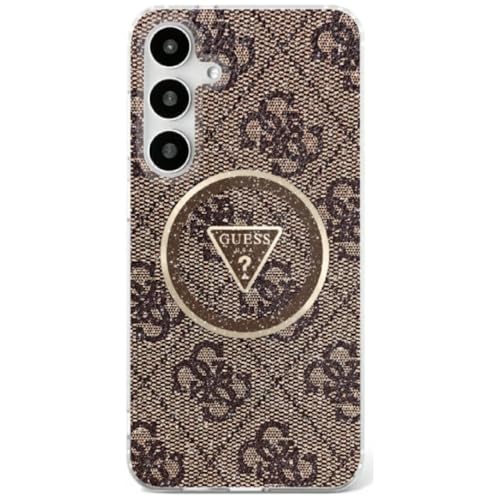 CG MOBILE Sous Licence Guess Coque pour S25 Ultra Marron 4G Boutons Triangle Glitter Compatible avec MagSafe