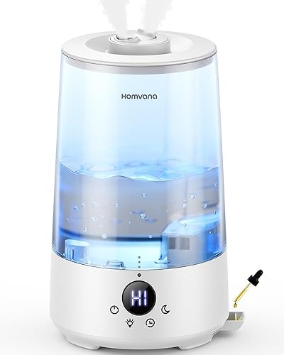 Homvana Humidificadores para dormitorio y hogar, 3.6 L de llenado superior de niebla fría, 34 horas, súper largo, silencioso 23 dB, humidificador de